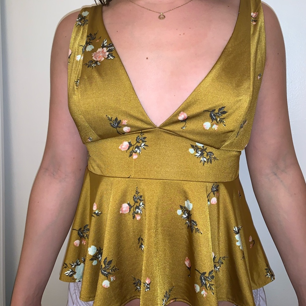 Green floral babydoll tank